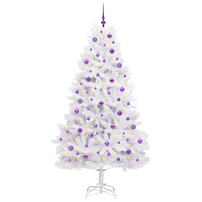 vidaXL Künstlicher klappbarer Weihnachtsbaum Weiß 210 cm PVC und Stahl