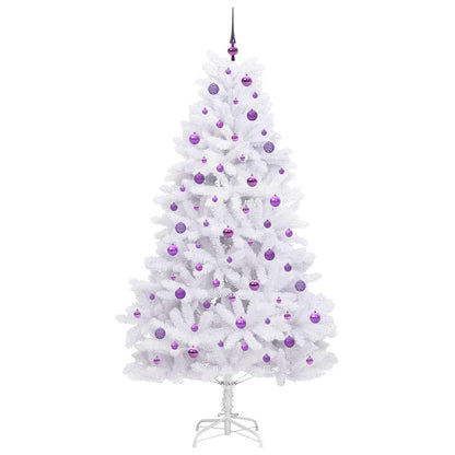 vidaXL Künstlicher klappbarer Weihnachtsbaum Weiß 210 cm PVC und Stahl