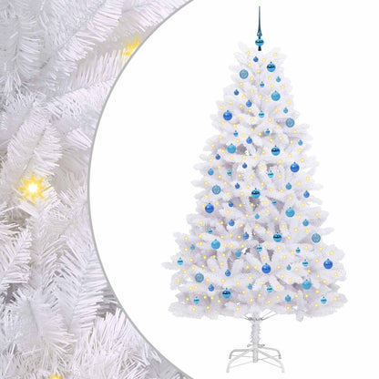 vidaXL Künstlicher klappbarer Weihnachtsbaum Weiß 210 cm PVC und Stahl