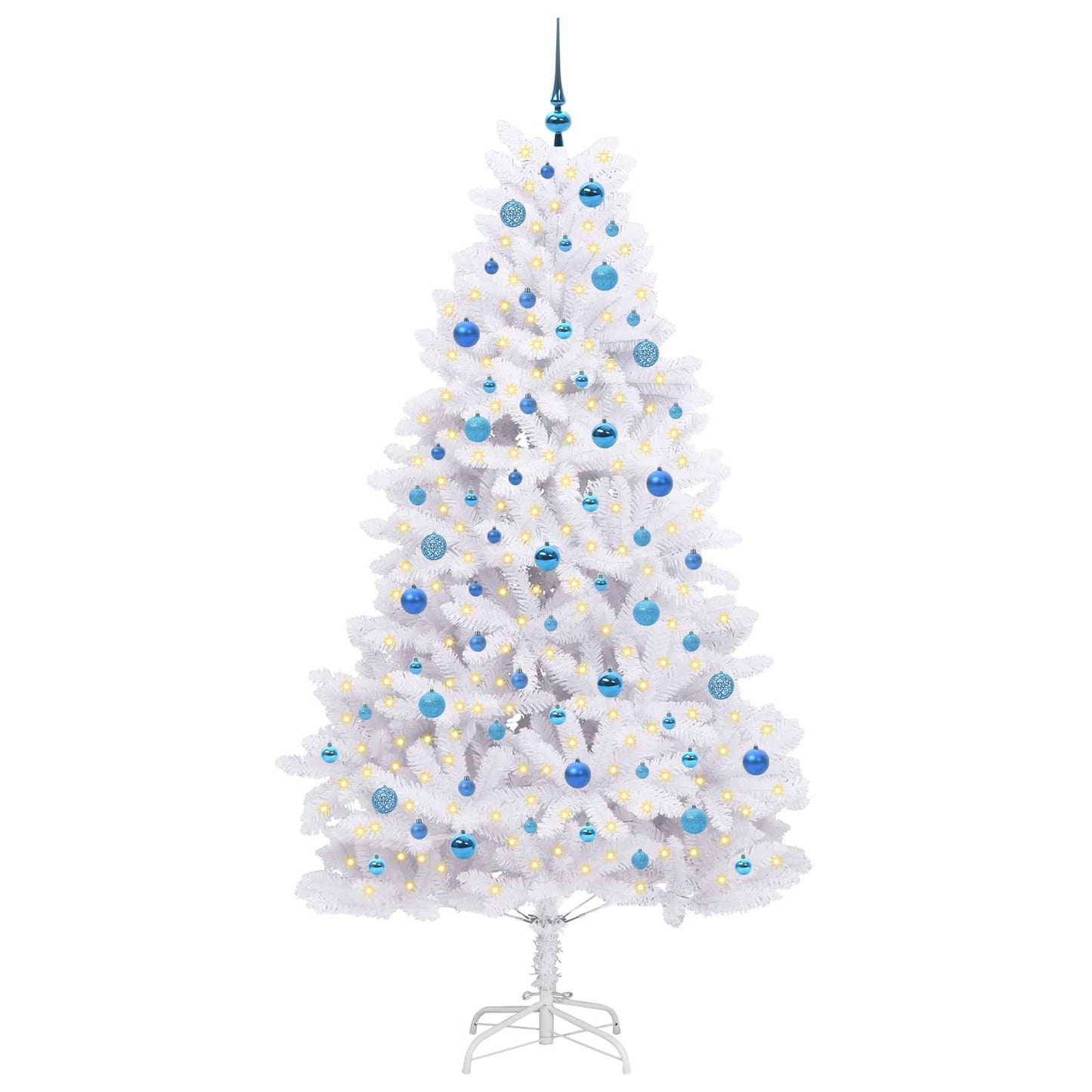 vidaXL Künstlicher klappbarer Weihnachtsbaum Weiß 210 cm PVC und Stahl