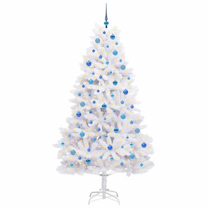 vidaXL Künstlicher klappbarer Weihnachtsbaum Weiß 210 cm PVC und Stahl