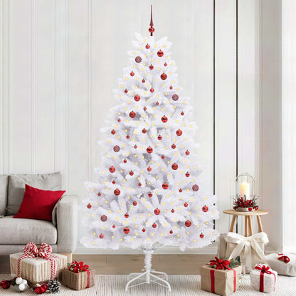 vidaXL Sapin de Noël artificiel pliable Blanc 240 cm PVC et acier