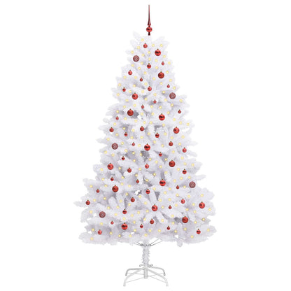 vidaXL Sapin de Noël artificiel pliable Blanc 240 cm PVC et acier