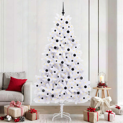 vidaXL Sapin de Noël artificiel pliable Blanc 240 cm PVC et acier