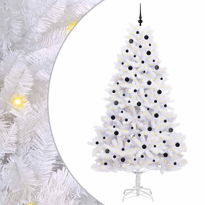 vidaXL Sapin de Noël artificiel pliable Blanc 240 cm PVC et acier