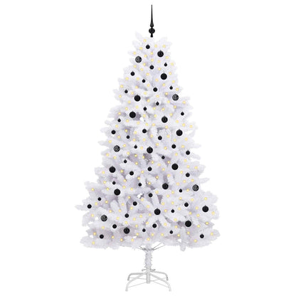 vidaXL Sapin de Noël artificiel pliable Blanc 240 cm PVC et acier