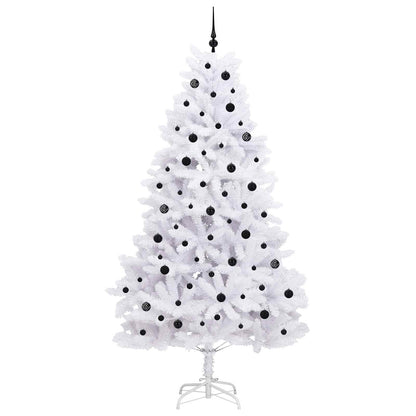 vidaXL Sapin de Noël artificiel pliable Blanc 240 cm PVC et acier