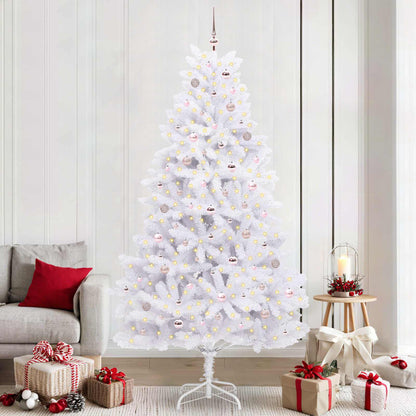 vidaXL Sapin de Noël artificiel pliable Blanc 240 cm PVC et acier