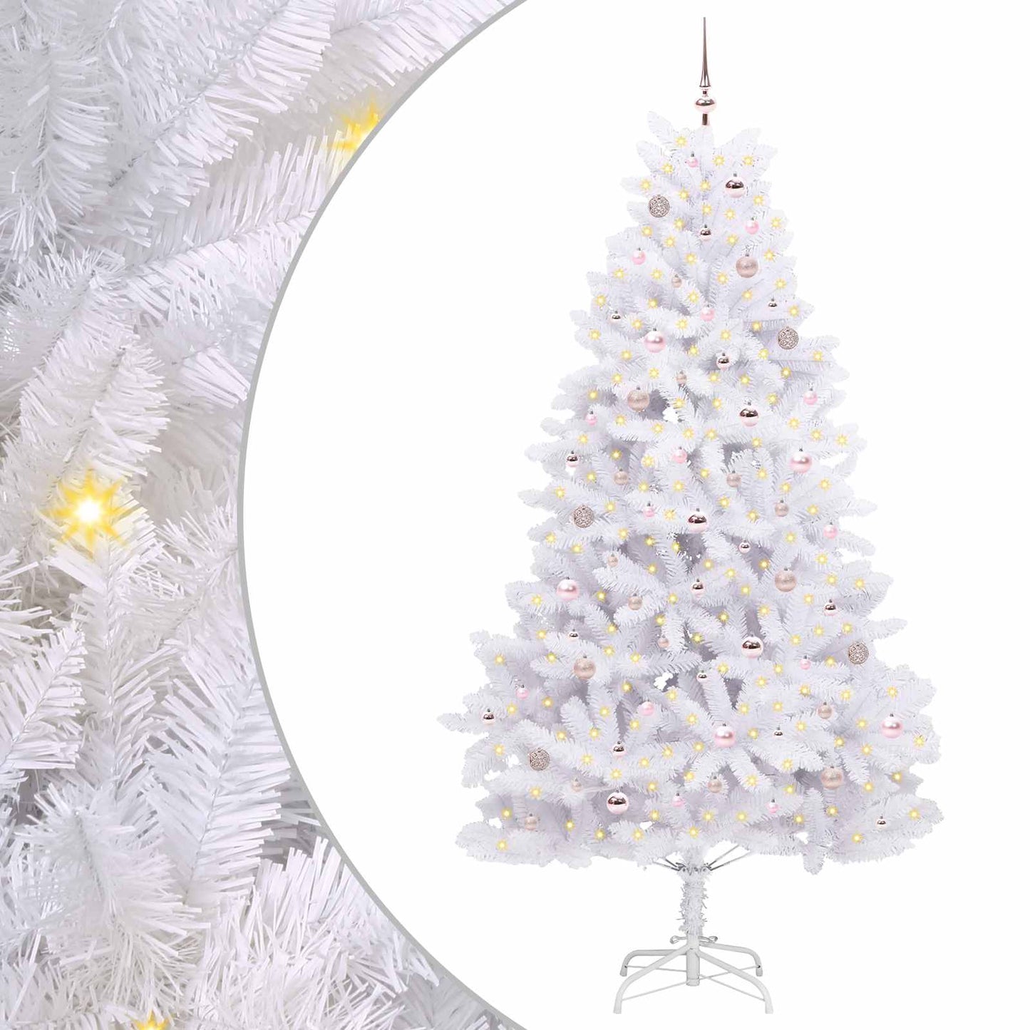 vidaXL Sapin de Noël artificiel pliable Blanc 240 cm PVC et acier