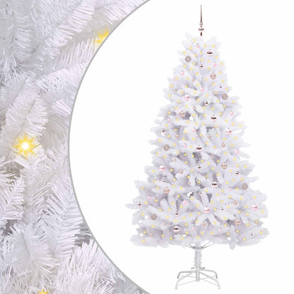 vidaXL Sapin de Noël artificiel pliable Blanc 240 cm PVC et acier