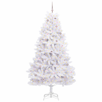 vidaXL Sapin de Noël artificiel pliable Blanc 240 cm PVC et acier