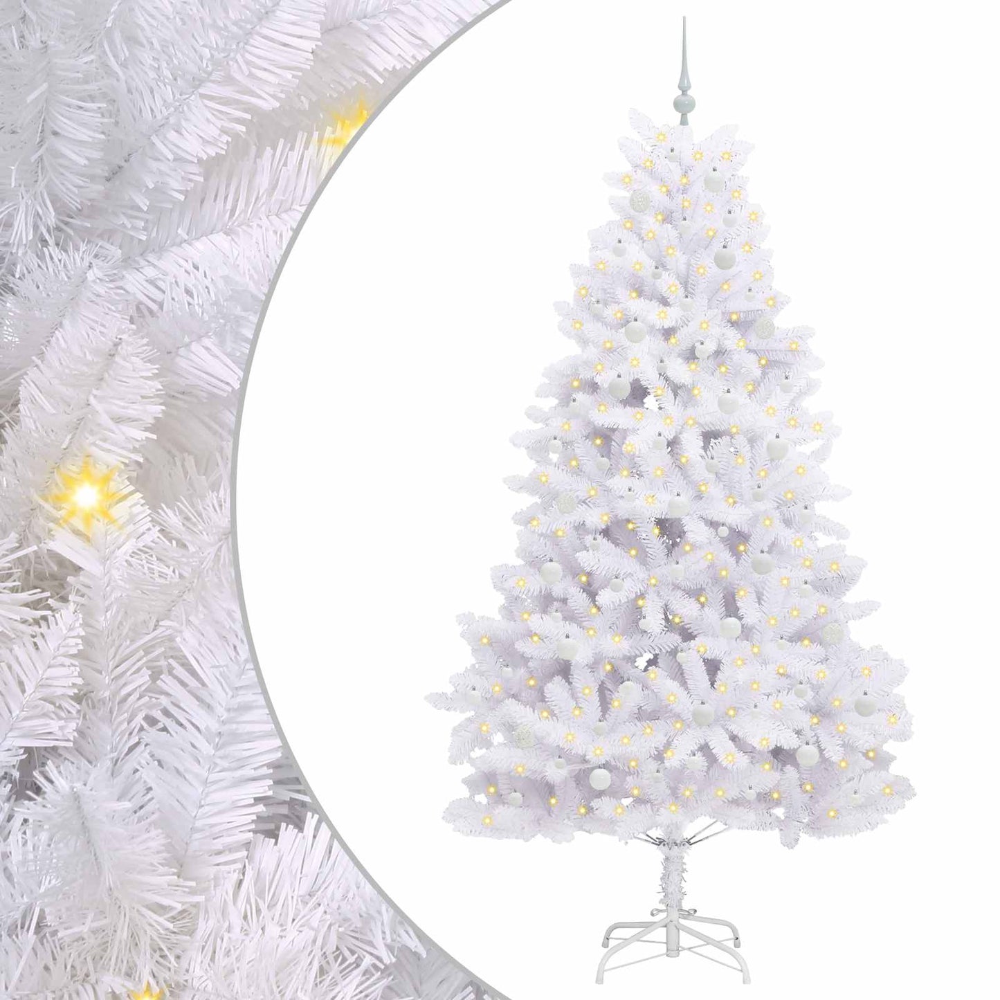 vidaXL Sapin de Noël artificiel pliable Blanc 240 cm PVC et acier
