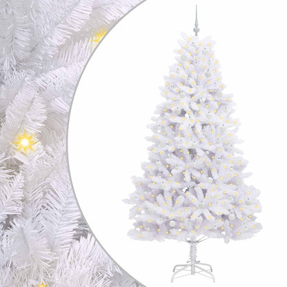 vidaXL Sapin de Noël artificiel pliable Blanc 240 cm PVC et acier