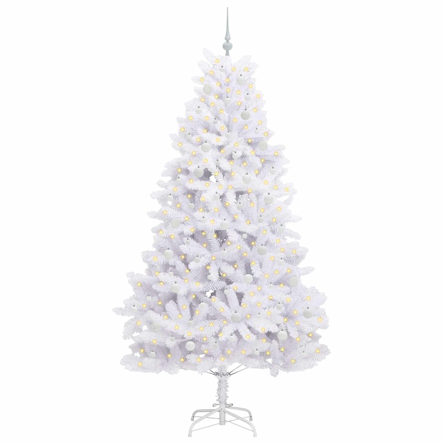 vidaXL Sapin de Noël artificiel pliable Blanc 240 cm PVC et acier