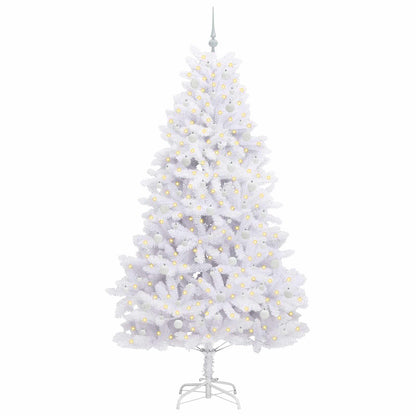 vidaXL Sapin de Noël artificiel pliable Blanc 240 cm PVC et acier