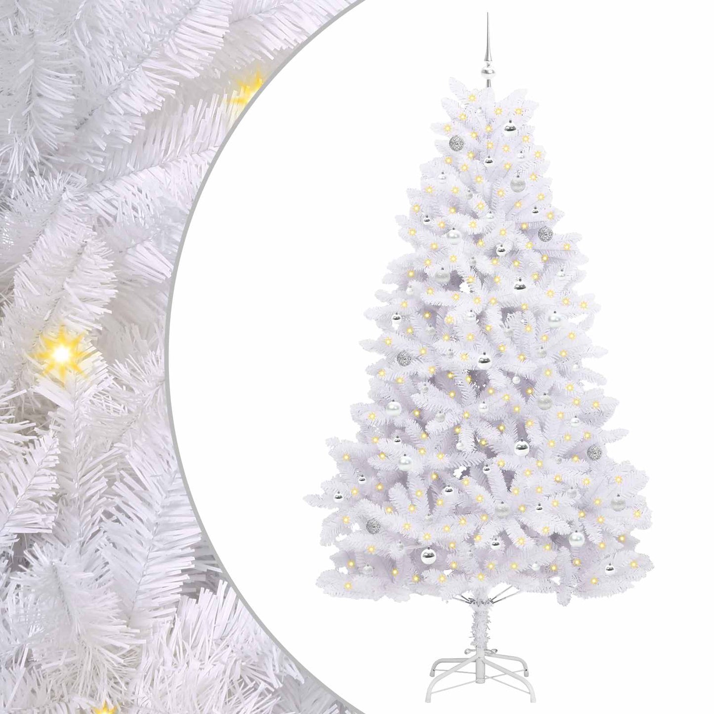 vidaXL Künstlicher klappbarer Weihnachtsbaum Weiß 240 cm PVC und Stahl