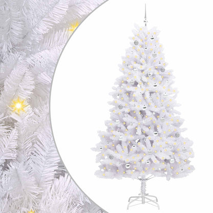 vidaXL Künstlicher klappbarer Weihnachtsbaum Weiß 240 cm PVC und Stahl