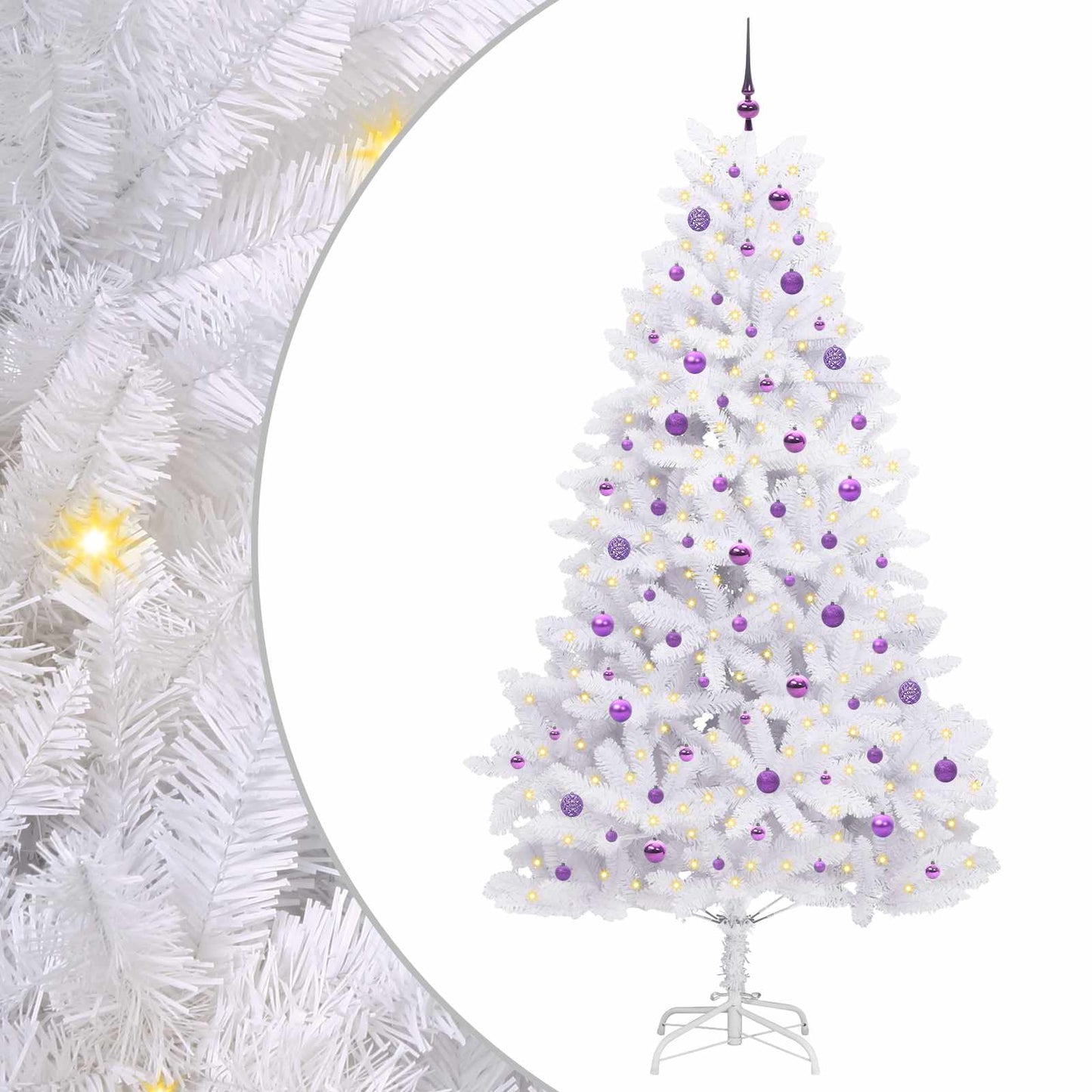 vidaXL Künstlicher klappbarer Weihnachtsbaum Weiß 240 cm PVC und Stahl