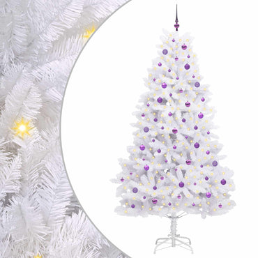 vidaXL Künstlicher klappbarer Weihnachtsbaum Weiß 240 cm PVC und Stahl