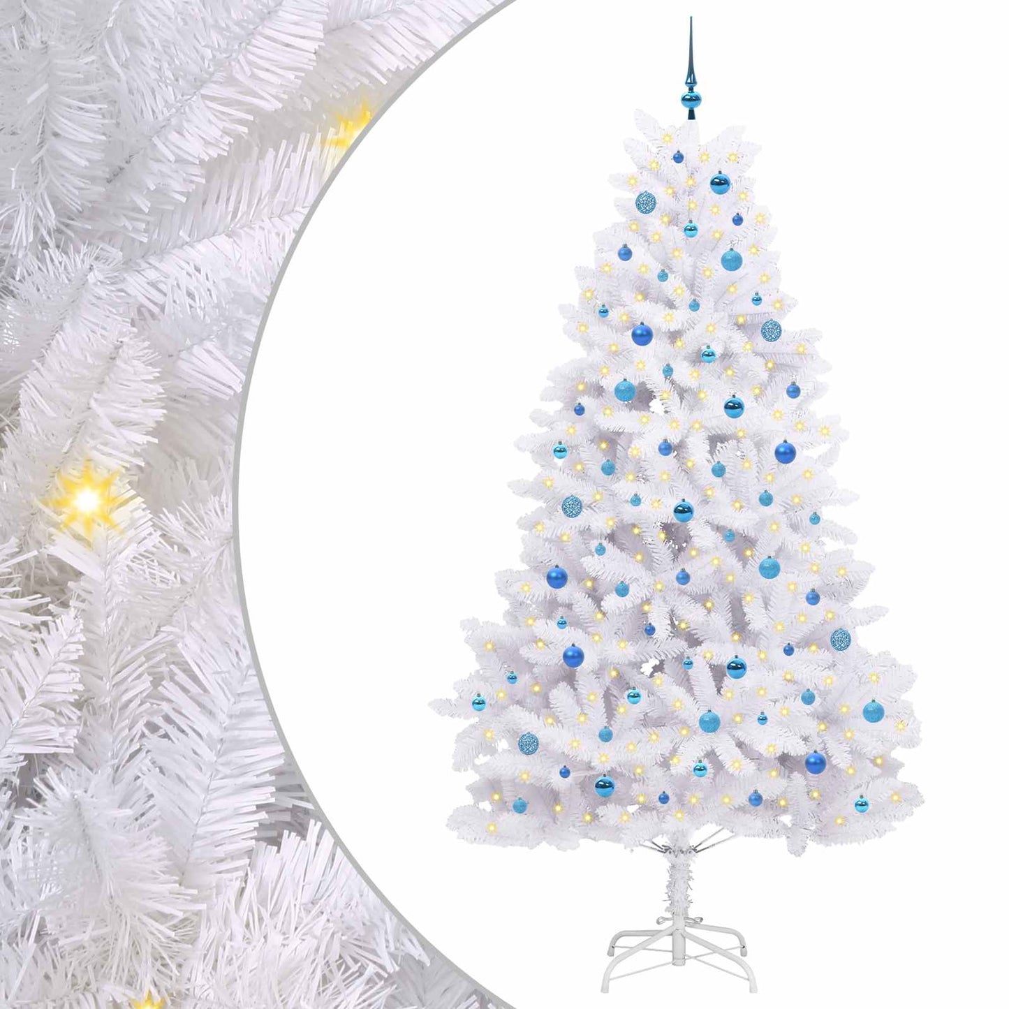 vidaXL Künstlicher klappbarer Weihnachtsbaum Weiß 240 cm PVC und Stahl