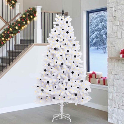 vidaXL Sapin de Noël artificiel pliable blanc 270 cm PVC et acier