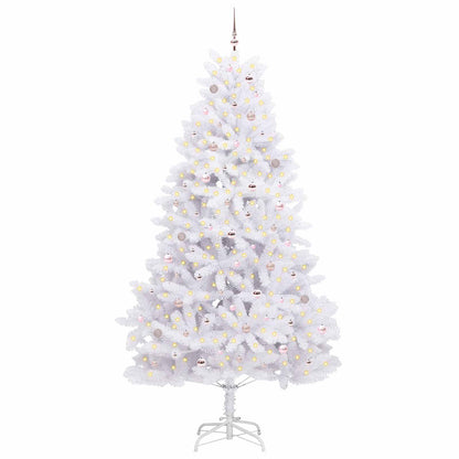 vidaXL Künstlicher klappbarer Weihnachtsbaum Weiß 270 cm PVC und Stahl