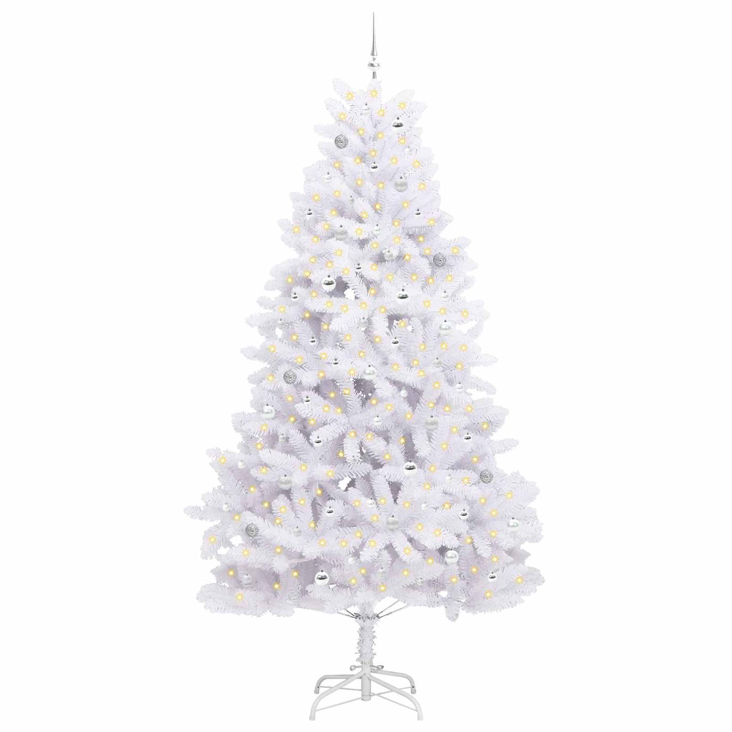 vidaXL Künstlicher klappbarer Weihnachtsbaum Weiß 270 cm PVC und Stahl