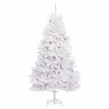 vidaXL Künstlicher klappbarer Weihnachtsbaum Weiß 270 cm PVC und Stahl