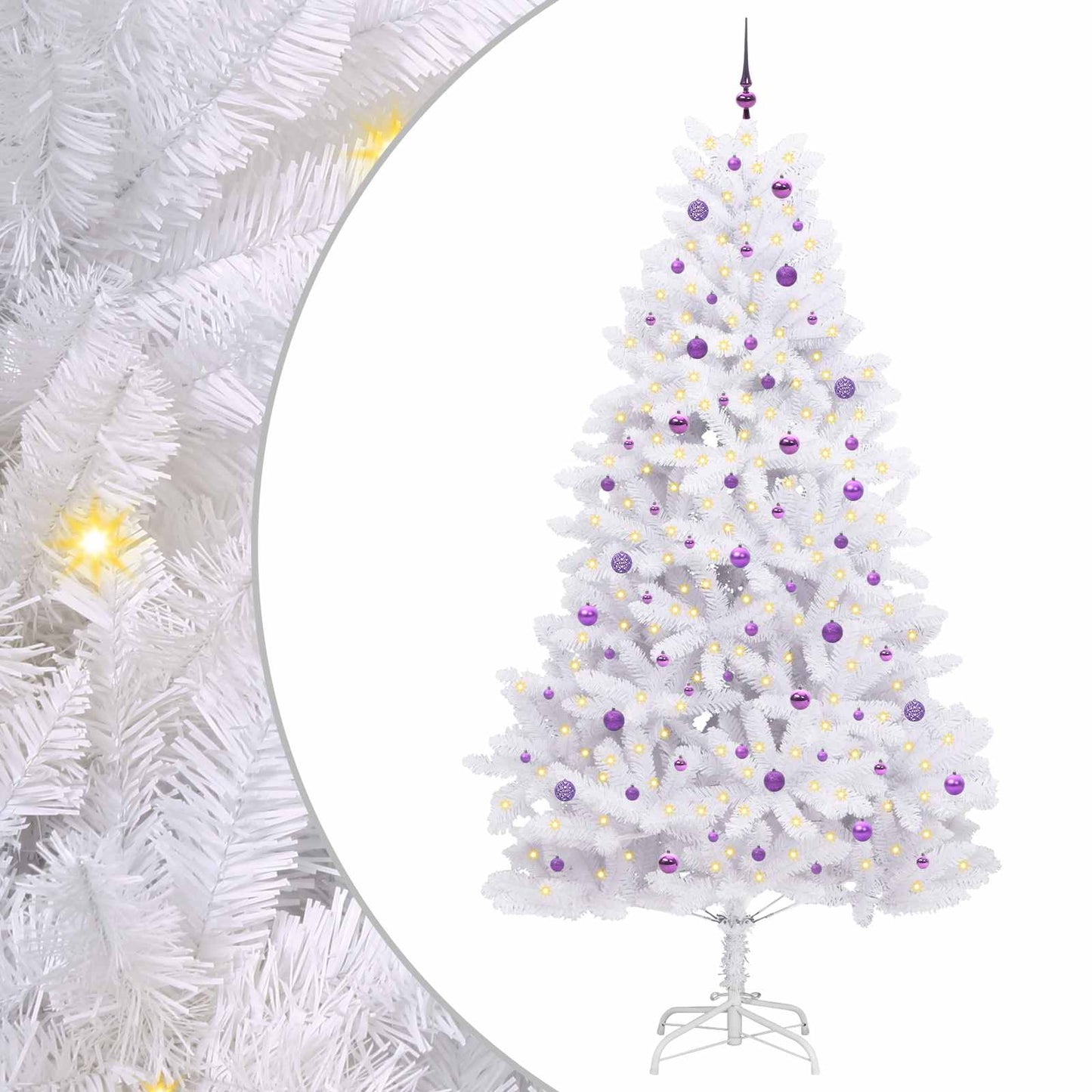 vidaXL Sapin de Noël artificiel pliable Blanc 270 cm PVC et acier