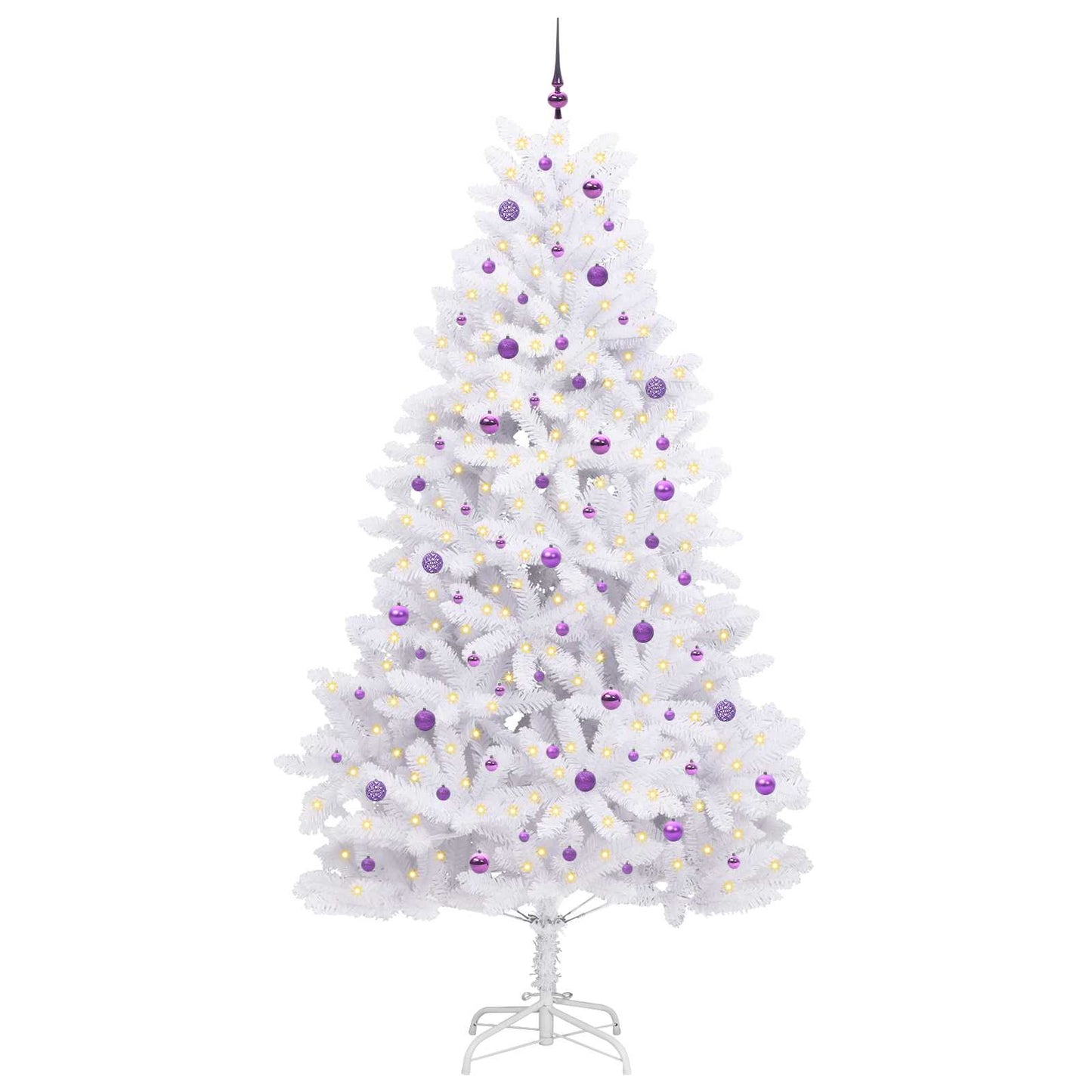 vidaXL Sapin de Noël artificiel pliable Blanc 270 cm PVC et acier