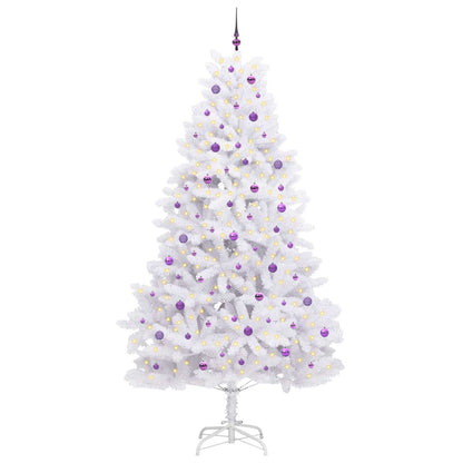 vidaXL Sapin de Noël artificiel pliable Blanc 270 cm PVC et acier