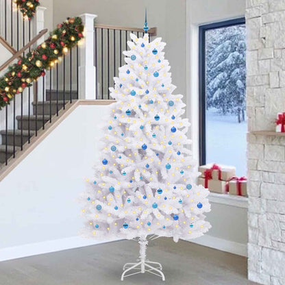 vidaXL Sapin de Noël artificiel pliant Blanc 270 cm PVC et acier