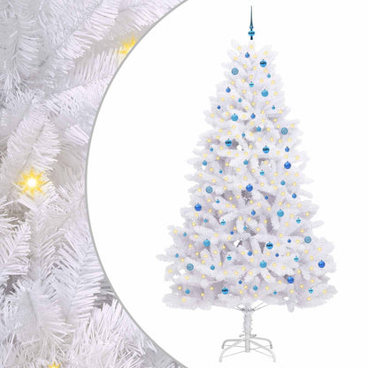 vidaXL Sapin de Noël artificiel pliant Blanc 270 cm PVC et acier