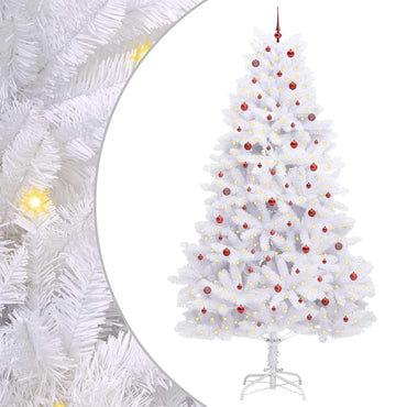 vidaXL Sapin de Noël artificiel pliable Blanc 300 cm PVC et acier