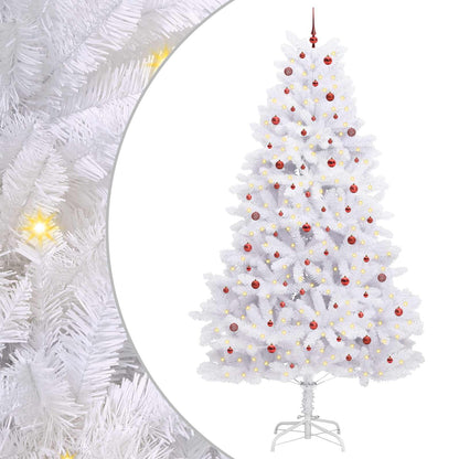 vidaXL Sapin de Noël artificiel pliable Blanc 300 cm PVC et acier