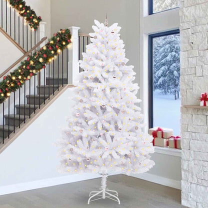 vidaXL Sapin de Noël artificiel pliable blanc 300 cm PVC et acier