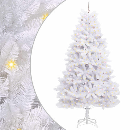 vidaXL Sapin de Noël artificiel pliable blanc 300 cm PVC et acier