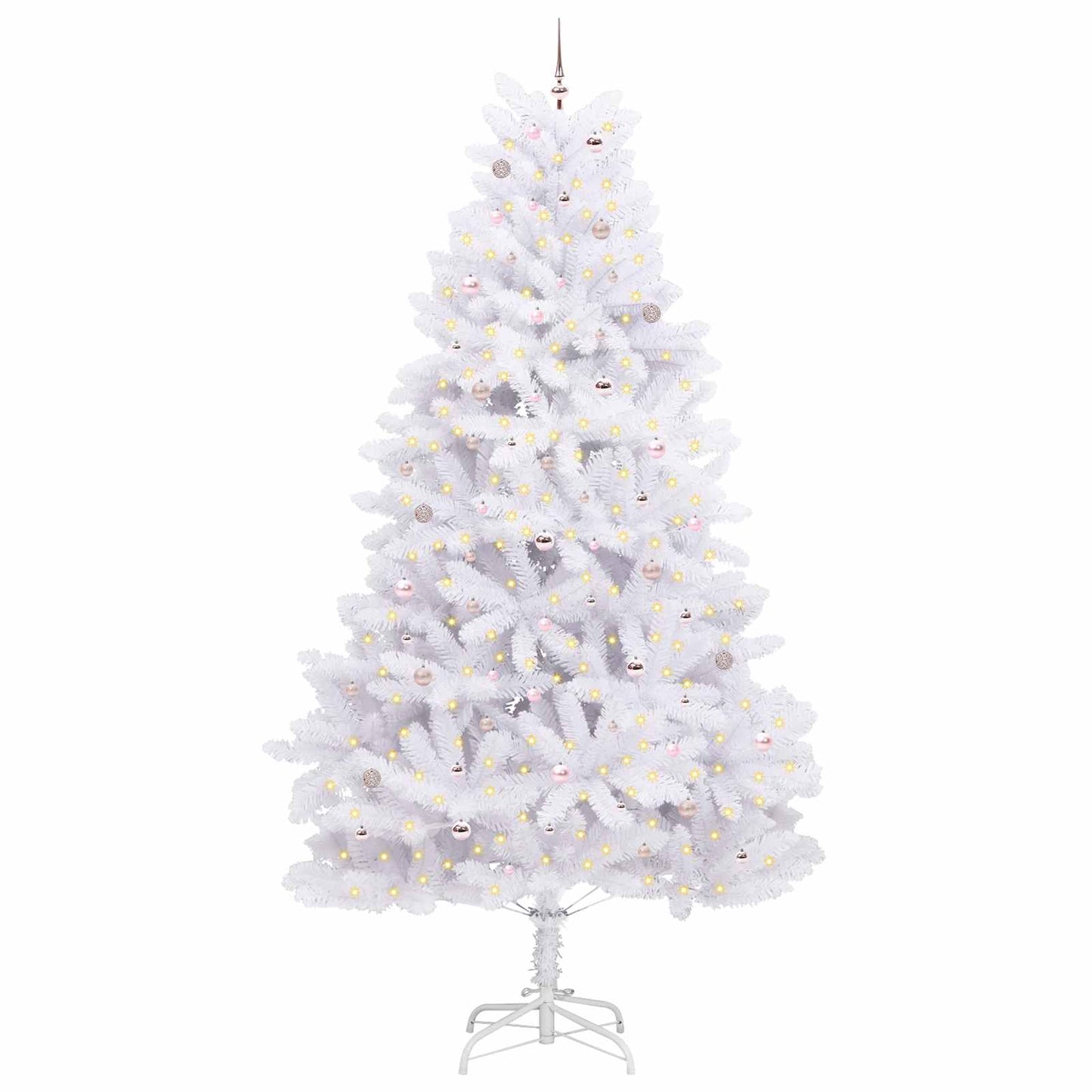 vidaXL Sapin de Noël artificiel pliable blanc 300 cm PVC et acier