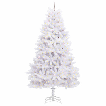 vidaXL Sapin de Noël artificiel pliable blanc 300 cm PVC et acier