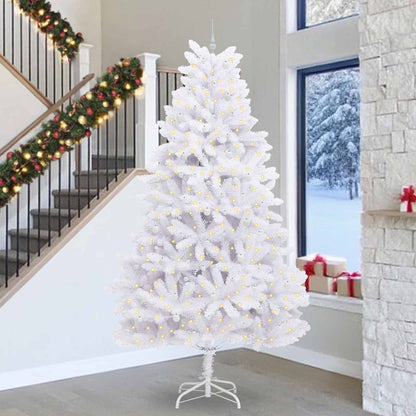 vidaXL Sapin de Noël artificiel pliable Blanc 300 cm PVC et acier