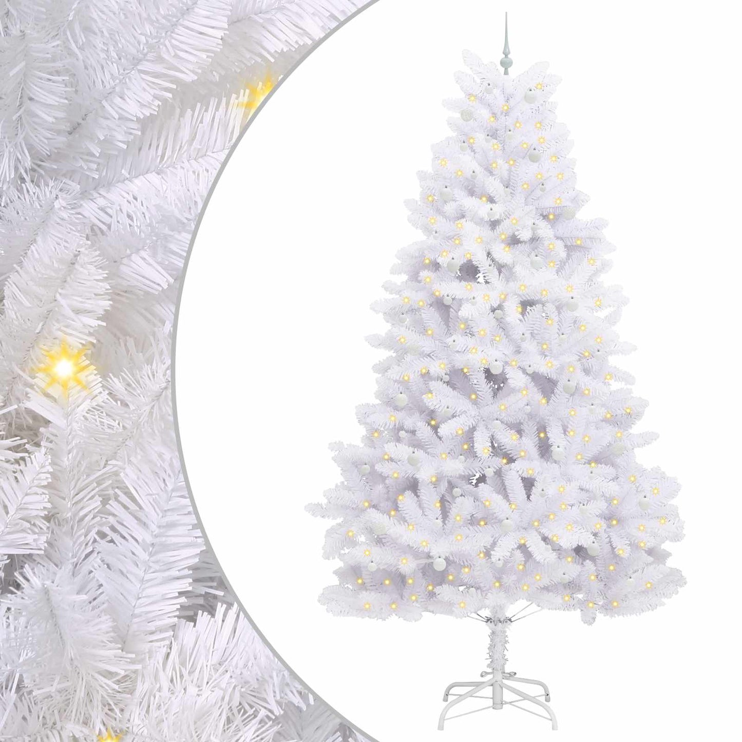 vidaXL Sapin de Noël artificiel pliable Blanc 300 cm PVC et acier