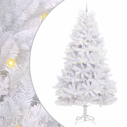 vidaXL Sapin de Noël artificiel pliable Blanc 300 cm PVC et acier