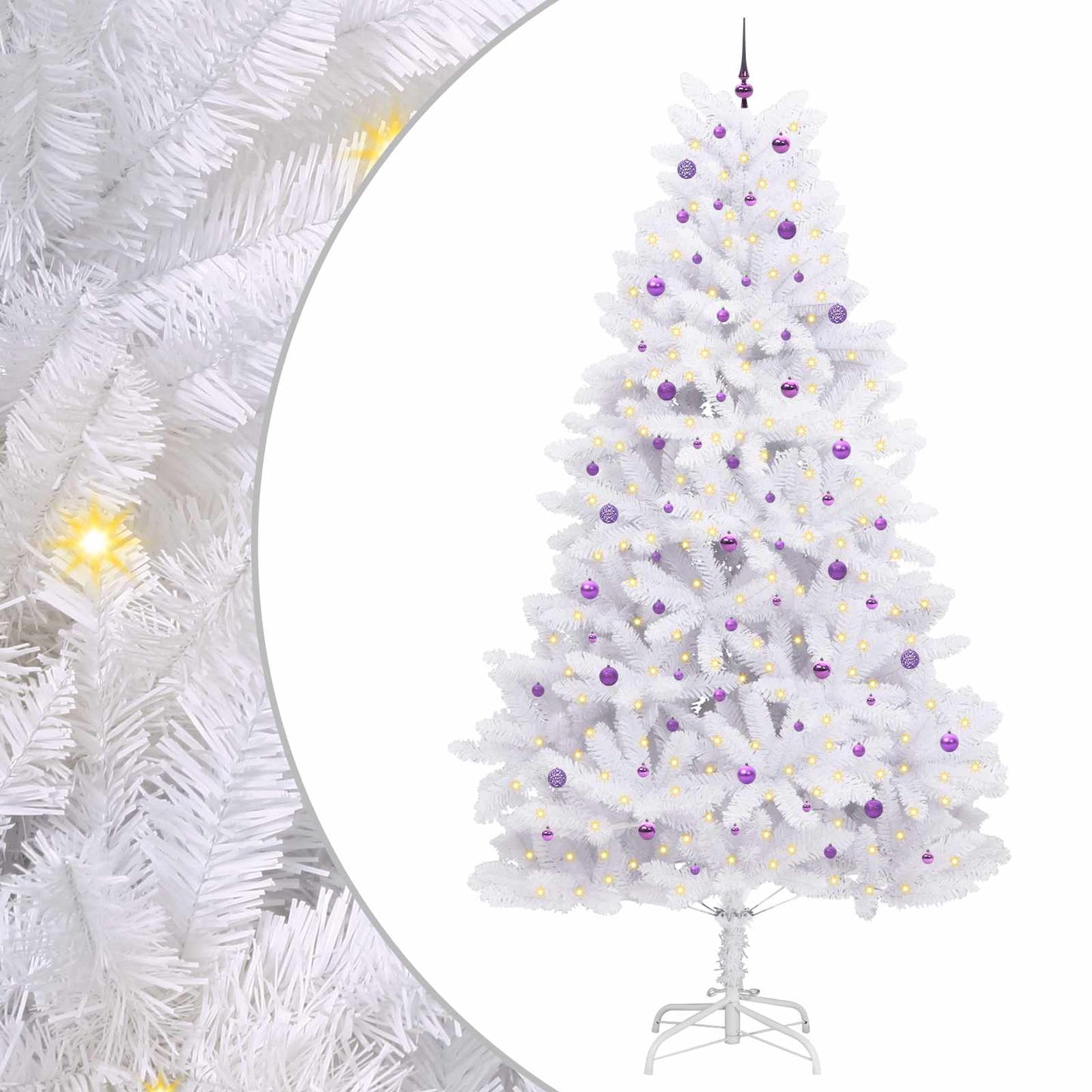 vidaXL Sapin de Noël artificiel pliable blanc 300 cm PVC et acier