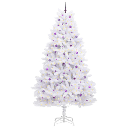 vidaXL Sapin de Noël artificiel pliable blanc 300 cm PVC et acier