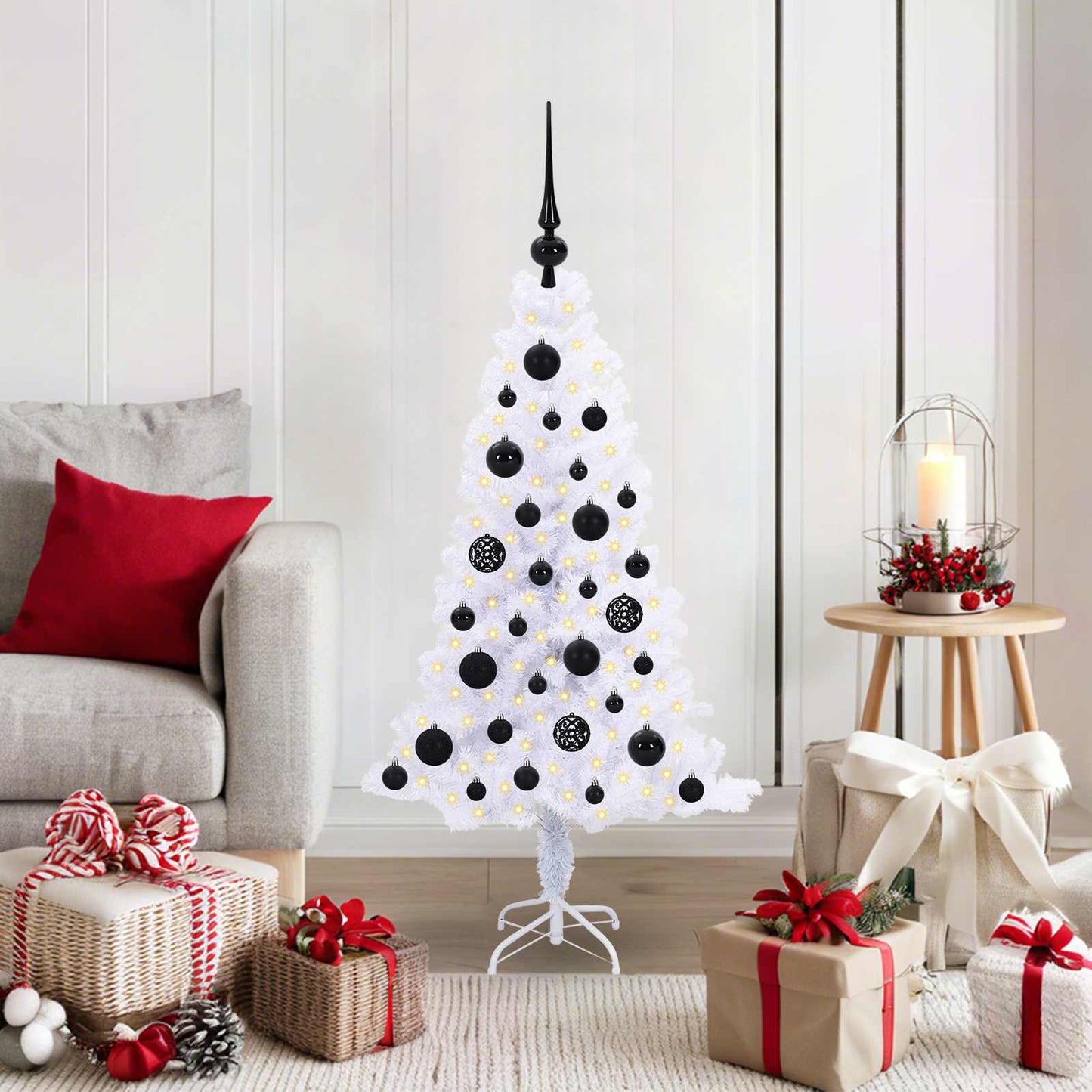 vidaXL Künstlicher Weihnachtsbaum Weiß 120 cm PVC und Stahl