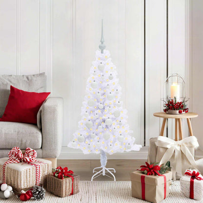 vidaXL Künstlicher Weihnachtsbaum Weiß 120 cm PVC und Stahl