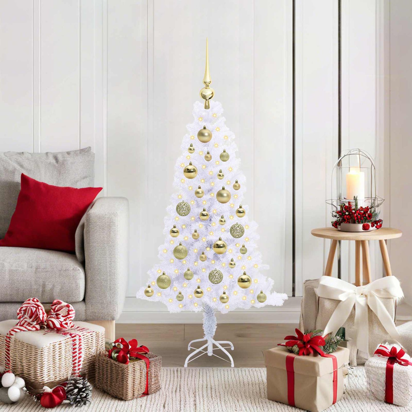 vidaXL Künstlicher Weihnachtsbaum Weiß 120 cm PVC und Stahl