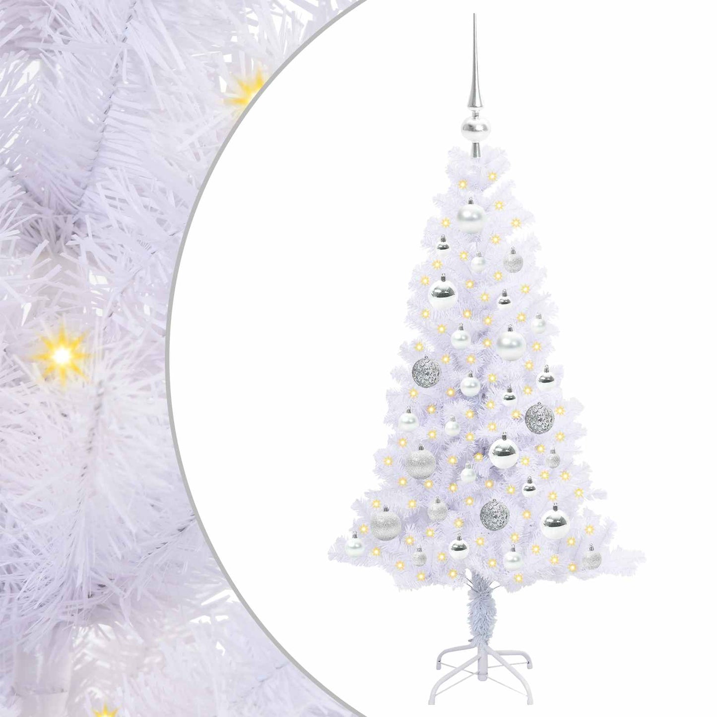 vidaXL Künstlicher Weihnachtsbaum Weiß 120 cm PVC und Stahl