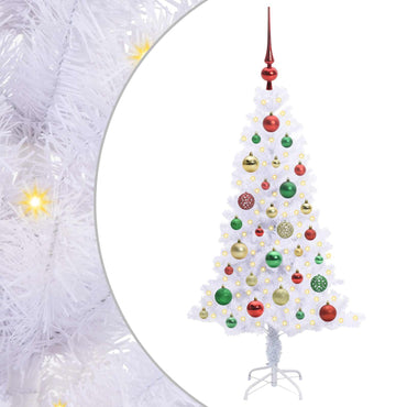 vidaXL Künstlicher Weihnachtsbaum Weiß 120 cm PVC und Stahl