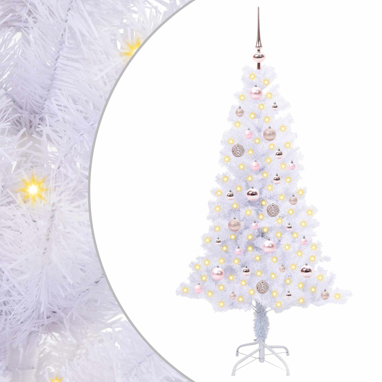 vidaXL Künstlicher Weihnachtsbaum Weiß 150 cm PVC und Stahl